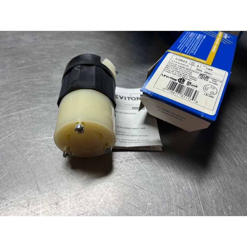 Leviton 2623 2 Pole 3 Wire Grounding 30A Locking CONNECTOR 250V 165-C2623